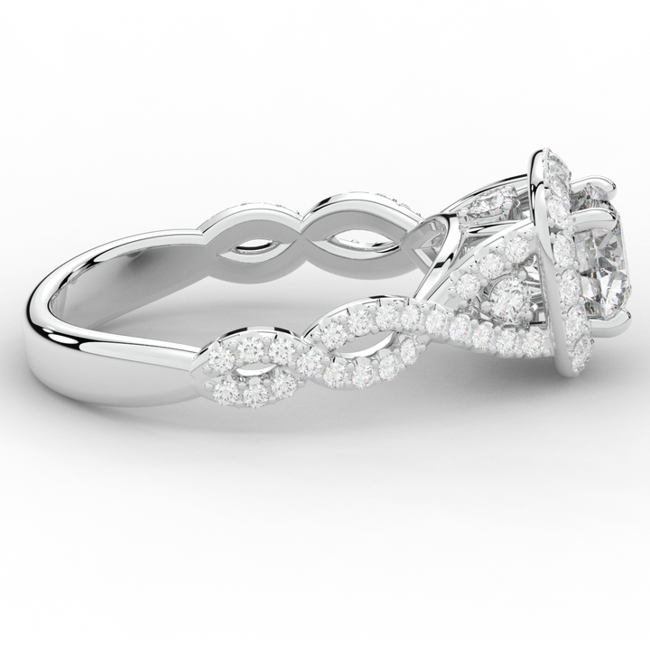 1.60CT.TW ROUND LAB DIAMOND HALO TWIST ENGAGEMENT RING - Nazarelle
