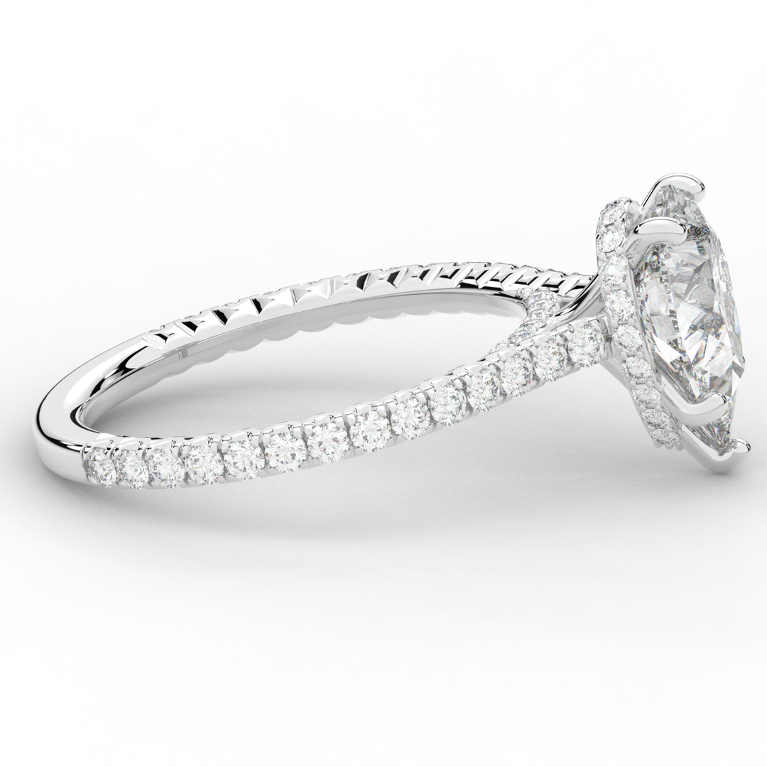 2.50CT.TW PEAR LAB DIAMOND UNDERHALO SOLITAIRE ENGAGEMENT RING - Nazarelle