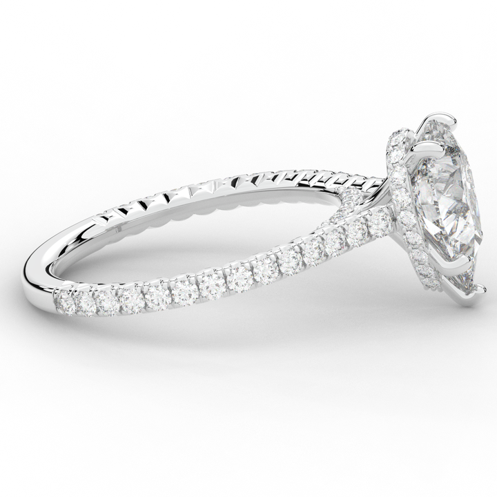 2.50CT.TW PEAR LAB DIAMOND UNDERHALO SOLITAIRE ENGAGEMENT RING - Nazarelle