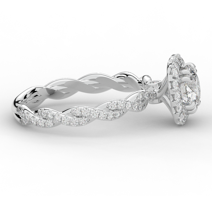 1.55CT.TW ROUND LAB DIAMOND HALO TWIST ENGAGEMENT RING - Nazarelle