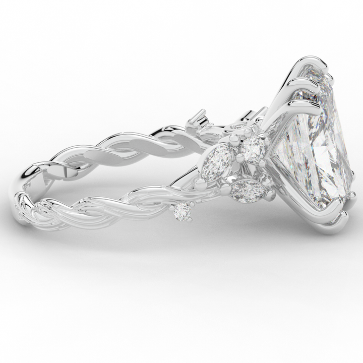 5.30CT.TW RADIANT LAB DIAMOND STYLIZED VINE AND TREE BARK FINISH ENGAGEMENT RING - Nazarelle