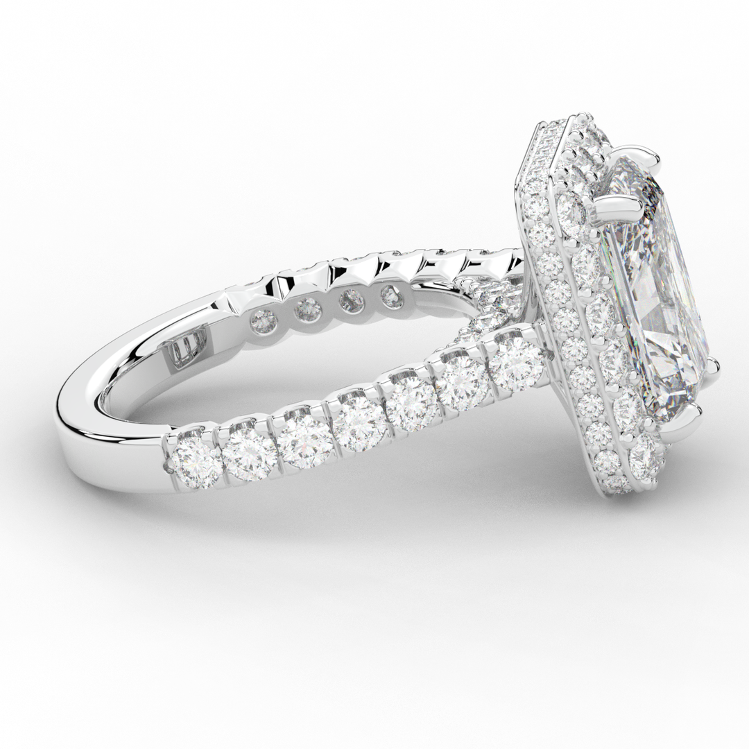 4.50CT.TW RADIANT LAB DIAMOND HALO ENGAGEMENT RING - Nazarelle