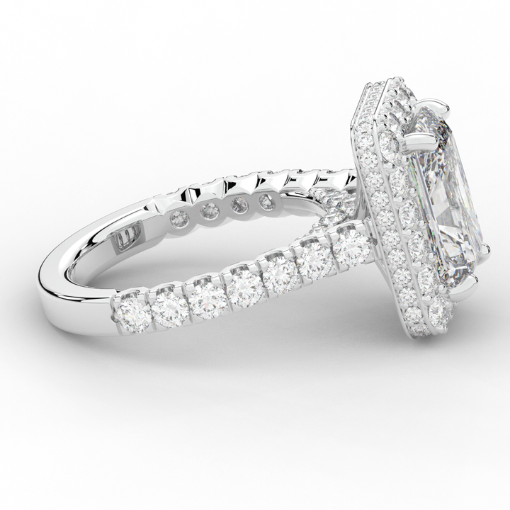 4.50CT.TW RADIANT LAB DIAMOND HALO ENGAGEMENT RING - Nazarelle
