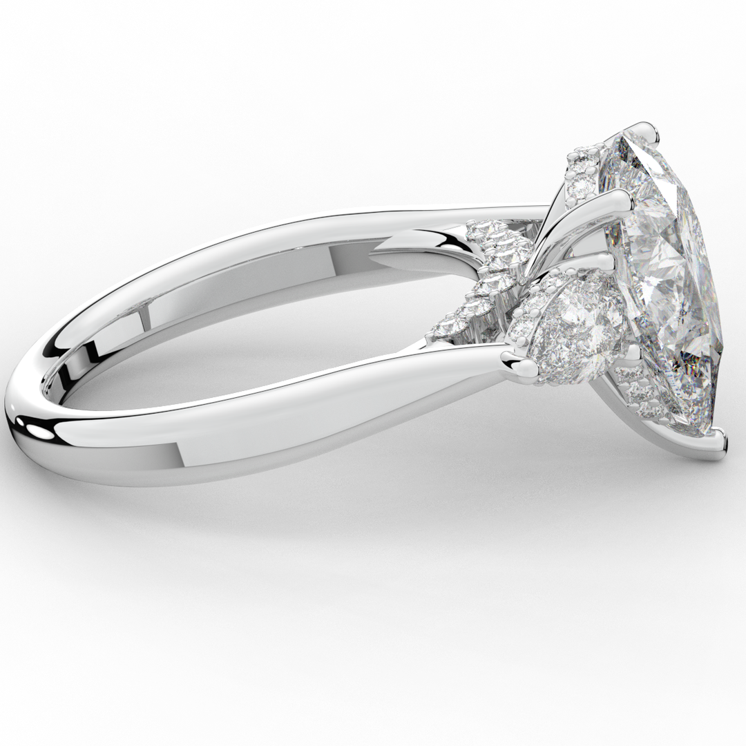 3.70CT.TW PEAR LAB DIAMOND 3 STONE ENGAGEMENT RING - Nazarelle