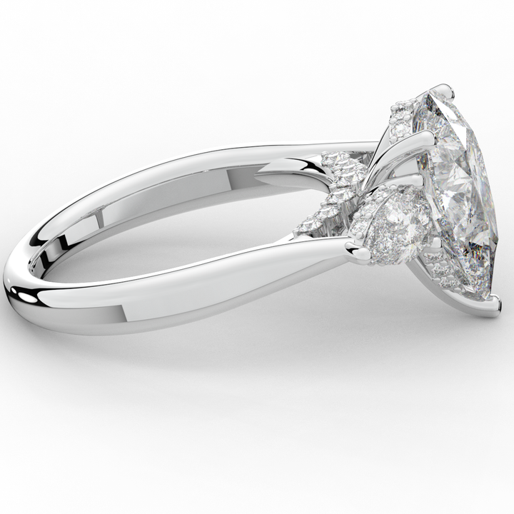 3.70CT.TW PEAR LAB DIAMOND 3 STONE ENGAGEMENT RING - Nazarelle