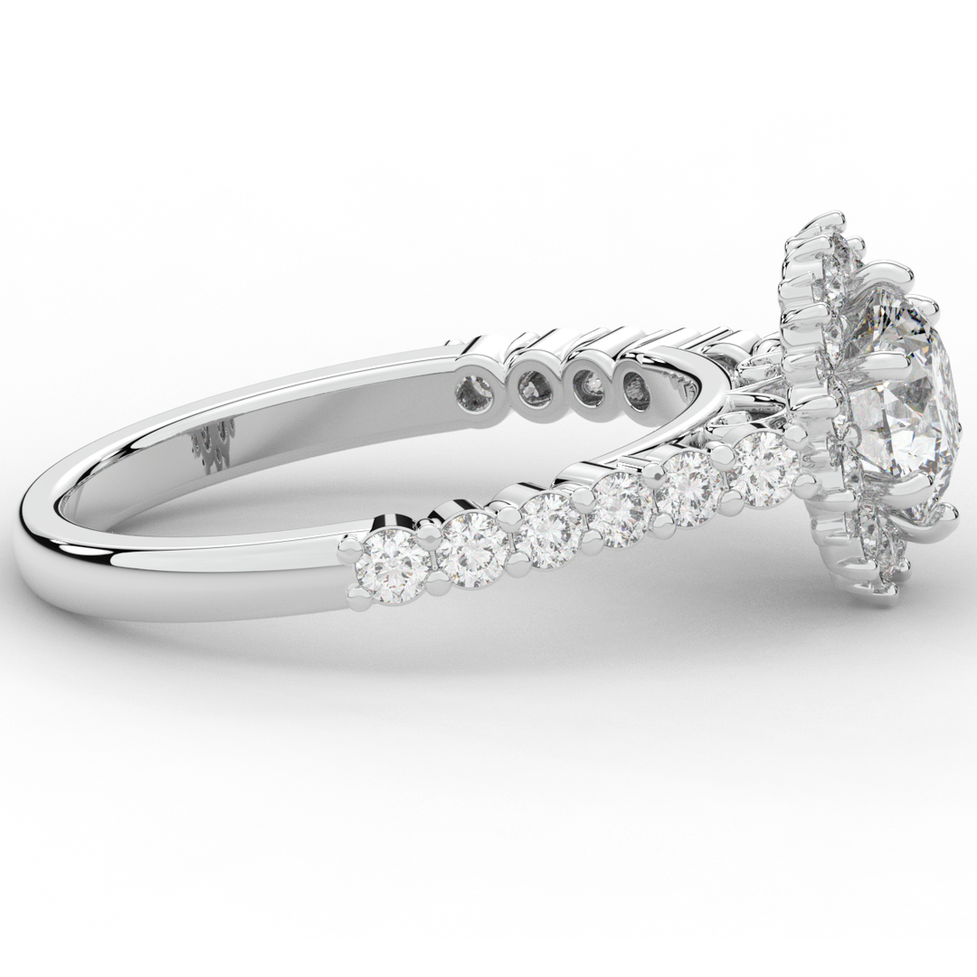 1.60CT.TW ROUND LAB DIAMOND HALO ENGAGEMENT RING - Nazarelle