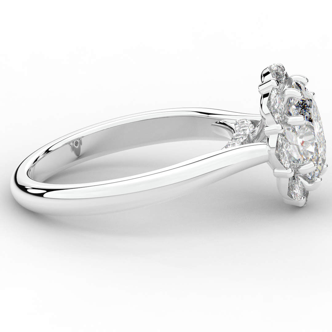 1.90CT.TW OVAL LAB DIAMOND HALO ENGAGEMENT RING - Nazarelle