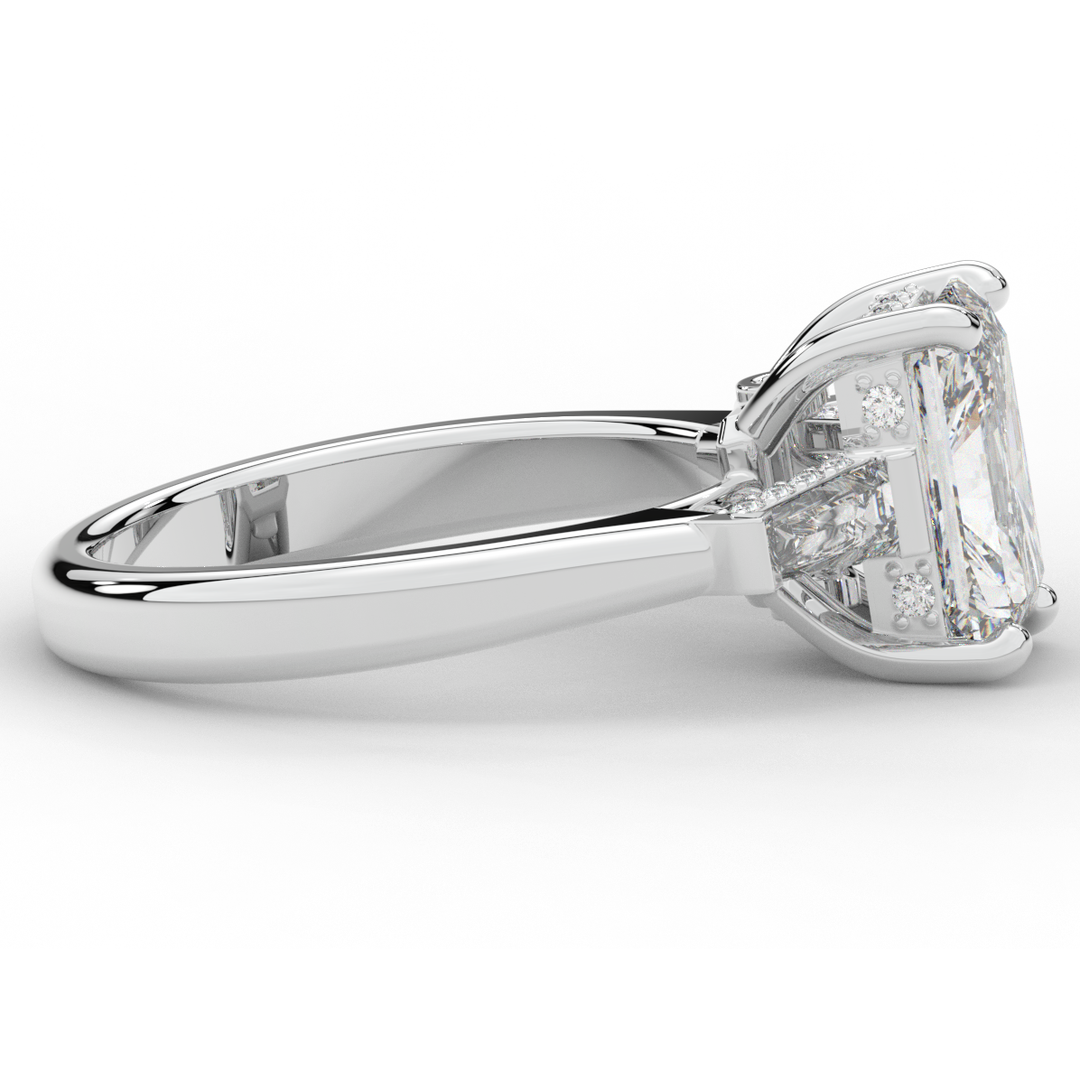 3.45CT.TW RADIANT LAB DIAMOND 3 STONE ENGAGEMENT RING - Nazarelle