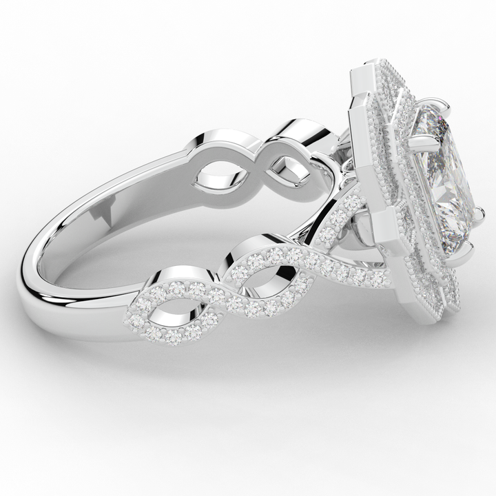 1.90CT.TW RADIANT LAB DIAMOND HALO ENGAGEMENT RING - Nazarelle