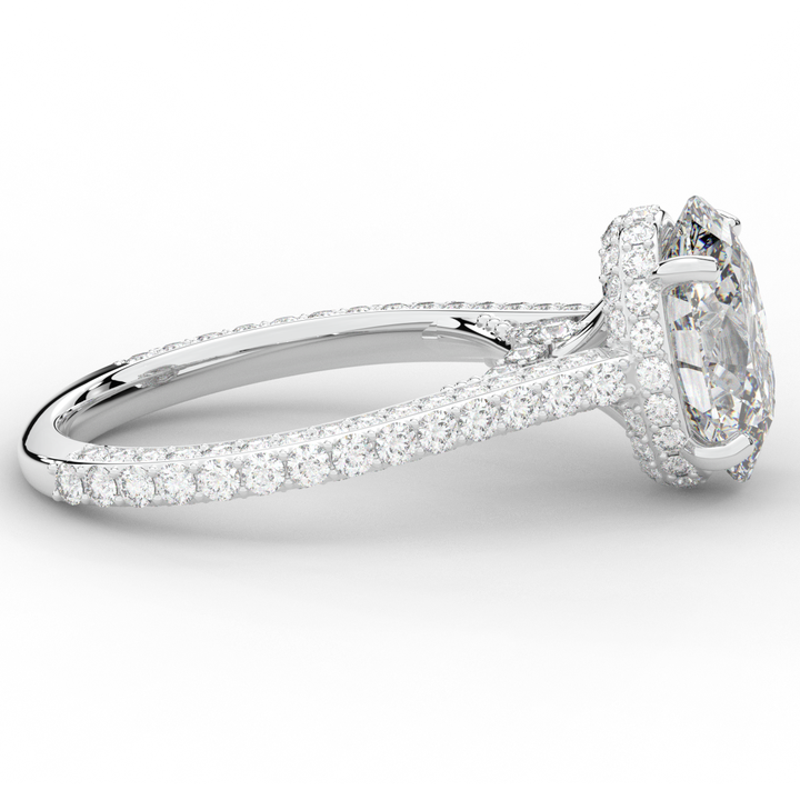 4.00CT.TW OVAL LAB DIAMOND UNDERHALO SOLITAIRE ENGAGEMENT RING - Nazarelle