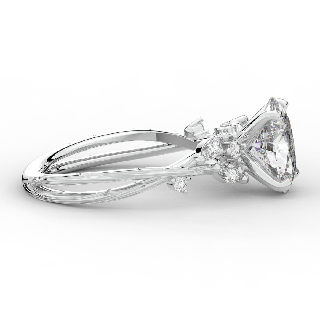 2.25CT.TW OVAL LAB DIAMOND STYLIZED VINE AND TREE BARK FINISH ENGAGEMENT RING - Nazarelle