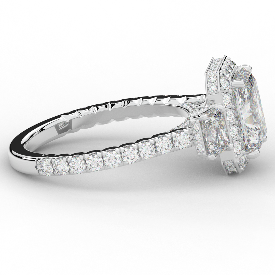 3.20CT.TW RADIANT LAB DIAMOND 3 STONE ENGAGEMENT RING - Nazarelle