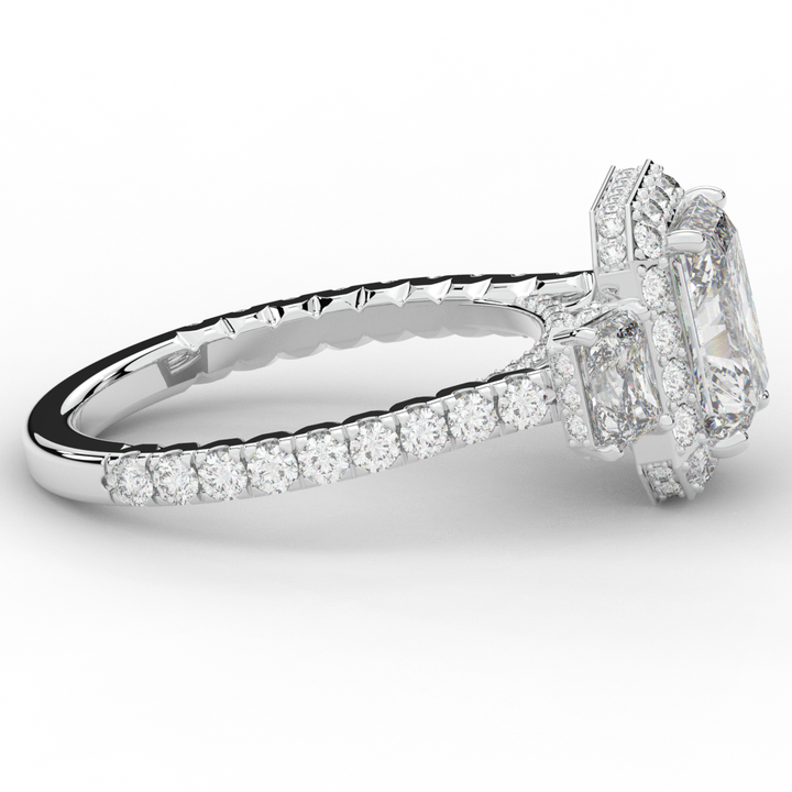 3.20CT.TW RADIANT LAB DIAMOND 3 STONE ENGAGEMENT RING - Nazarelle