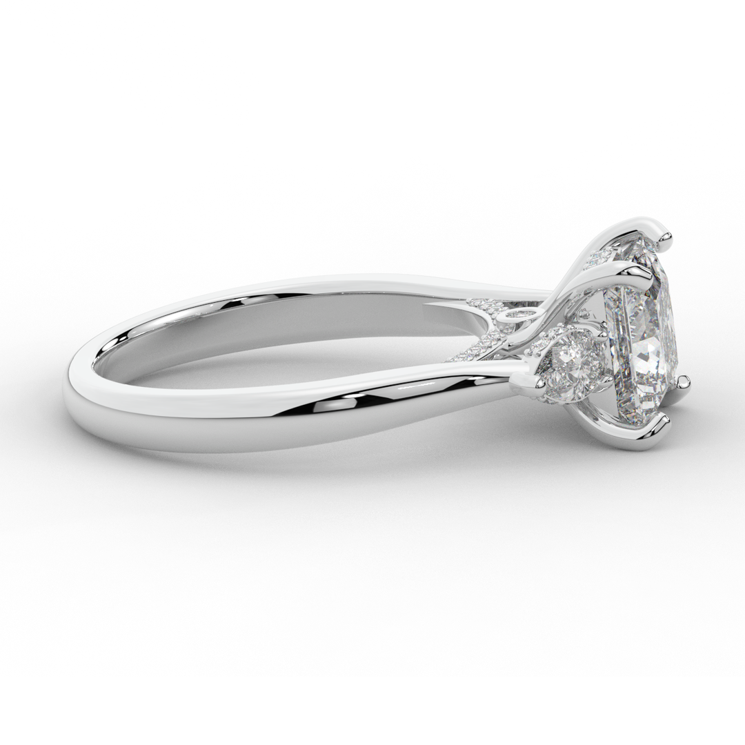 2.40CT.TW PRINCESS LAB DIAMOND 3 STONE ENGAGEMENT RING - Nazarelle
