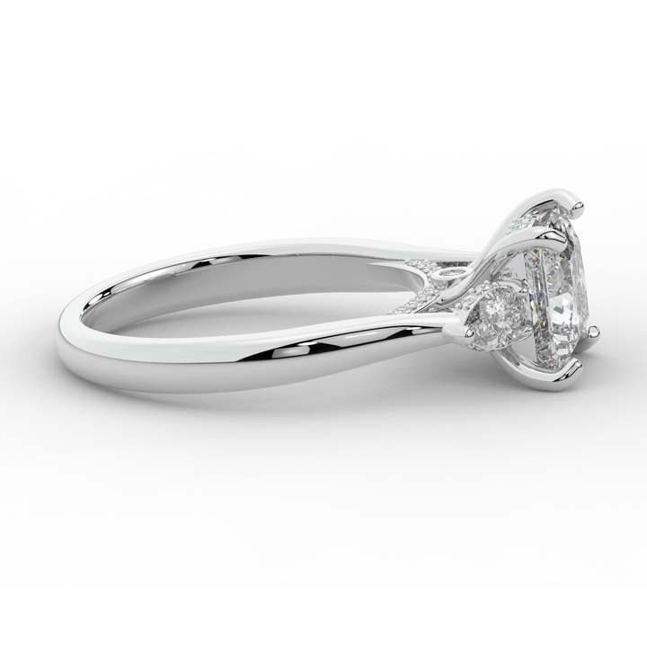 2.40CT.TW PRINCESS LAB DIAMOND 3 STONE ENGAGEMENT RING - Nazarelle