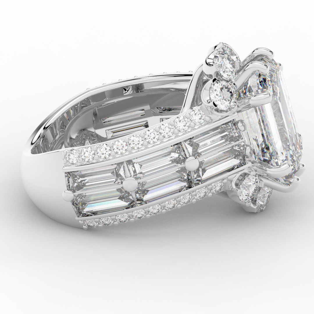 8.25CT.TW EMERALD CUT LAB DIAMOND HALO ENGAGEMENT RING - Nazarelle