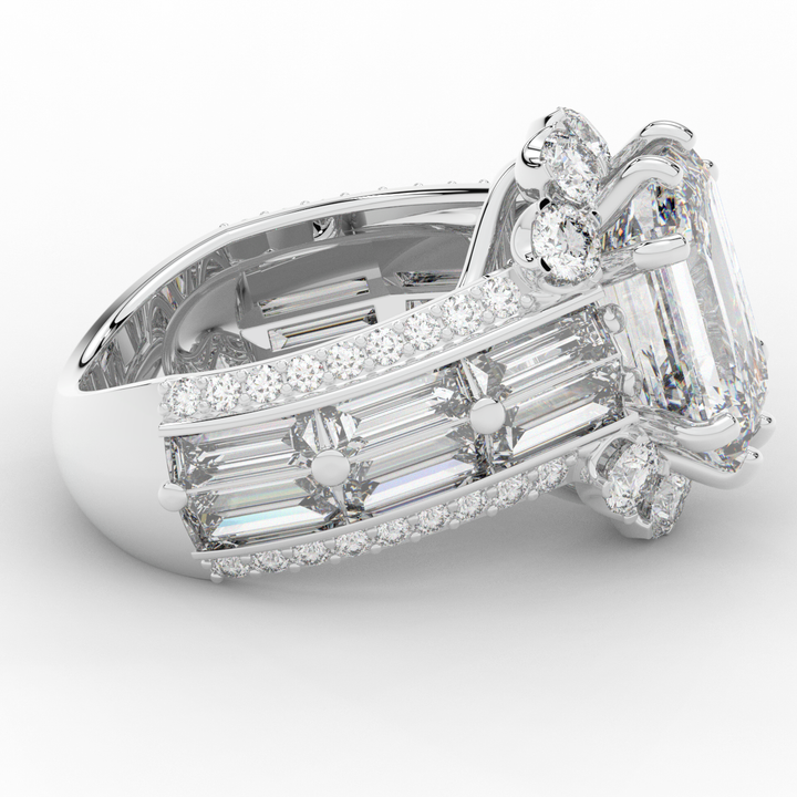 8.25CT.TW EMERALD CUT LAB DIAMOND HALO ENGAGEMENT RING - Nazarelle
