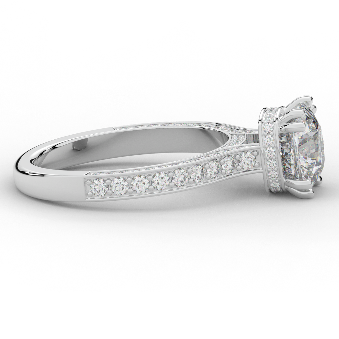2.60CT.TW CUSHION LAB DIAMOND SOLITAIRE ENGAGEMENT RING - Nazarelle