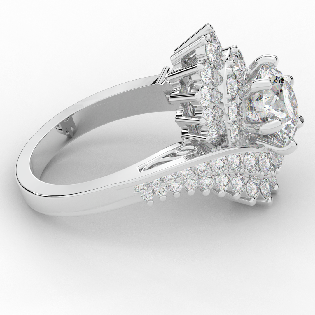 3.35CT.TW ROUND LAB DIAMOND BYPASS HALO ENGAGEMENT RING - Nazarelle