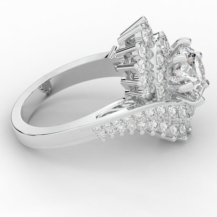 3.35CT.TW ROUND LAB DIAMOND BYPASS HALO ENGAGEMENT RING - Nazarelle