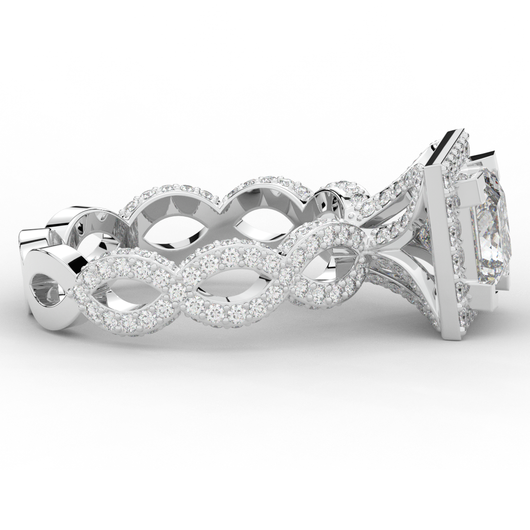 2.40CT.TW PRINCESS LAB DIAMOND HALO ENGAGEMENT RING - Nazarelle