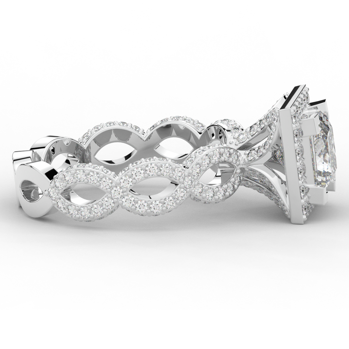 2.40CT.TW PRINCESS LAB DIAMOND HALO ENGAGEMENT RING - Nazarelle