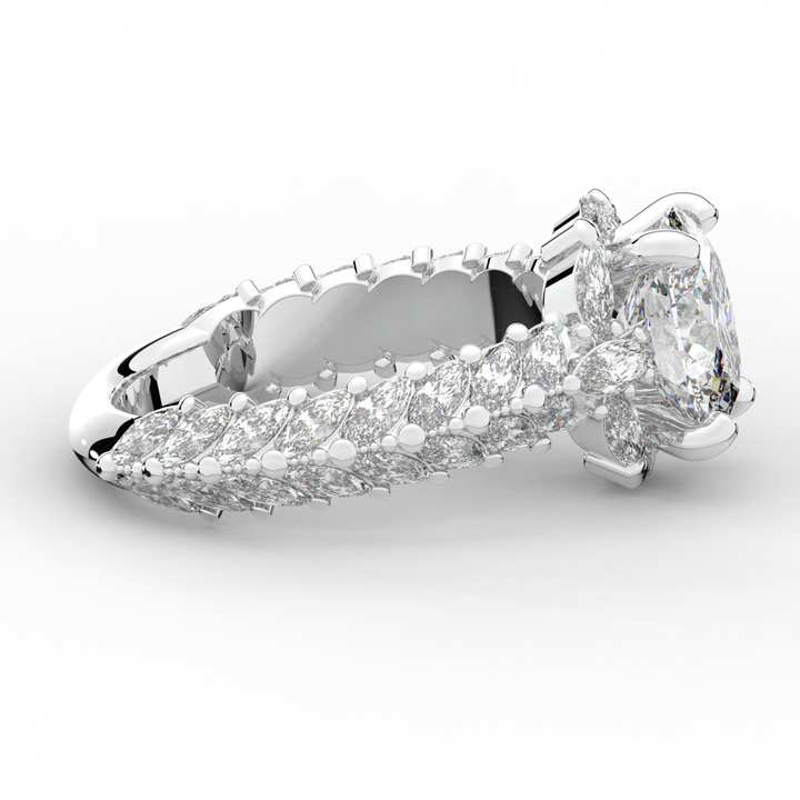 3.10CT.TW OVAL LAB DIAMOND HALO ENGAGEMENT RING - Nazarelle