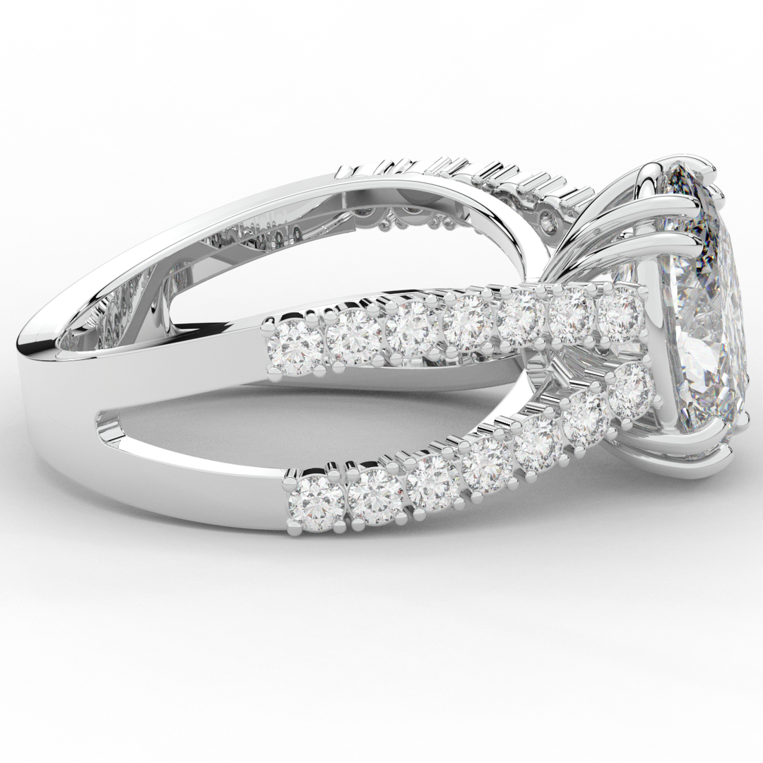 3.75CT.TW OVAL LAB DIAMOND SPLIT BAND ENGAGEMENT RING