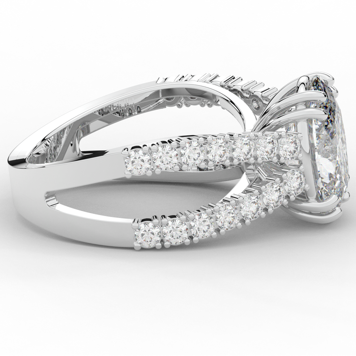 3.75CT.TW OVAL LAB DIAMOND SPLIT BAND ENGAGEMENT RING
