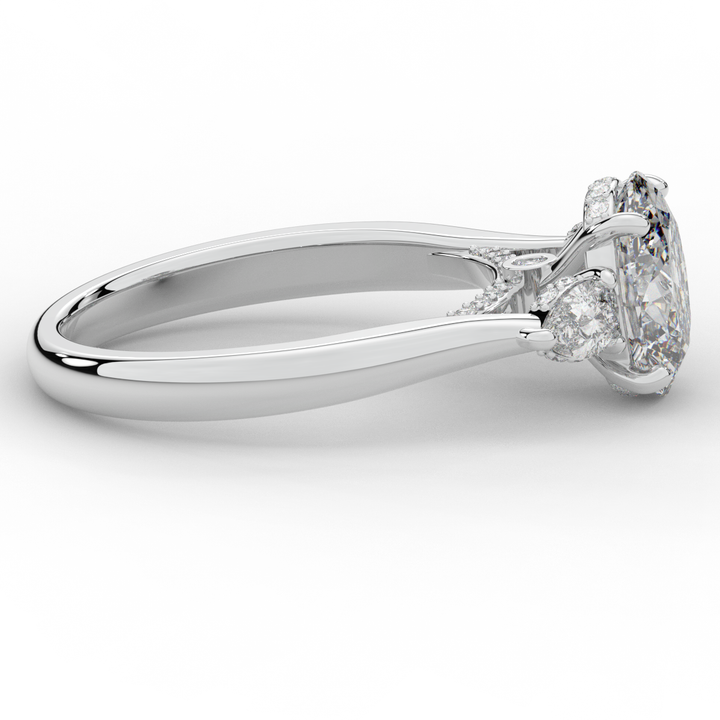 2.40CT.TW OVAL LAB DIAMOND 3 STONE ENGAGEMENT RING - Nazarelle