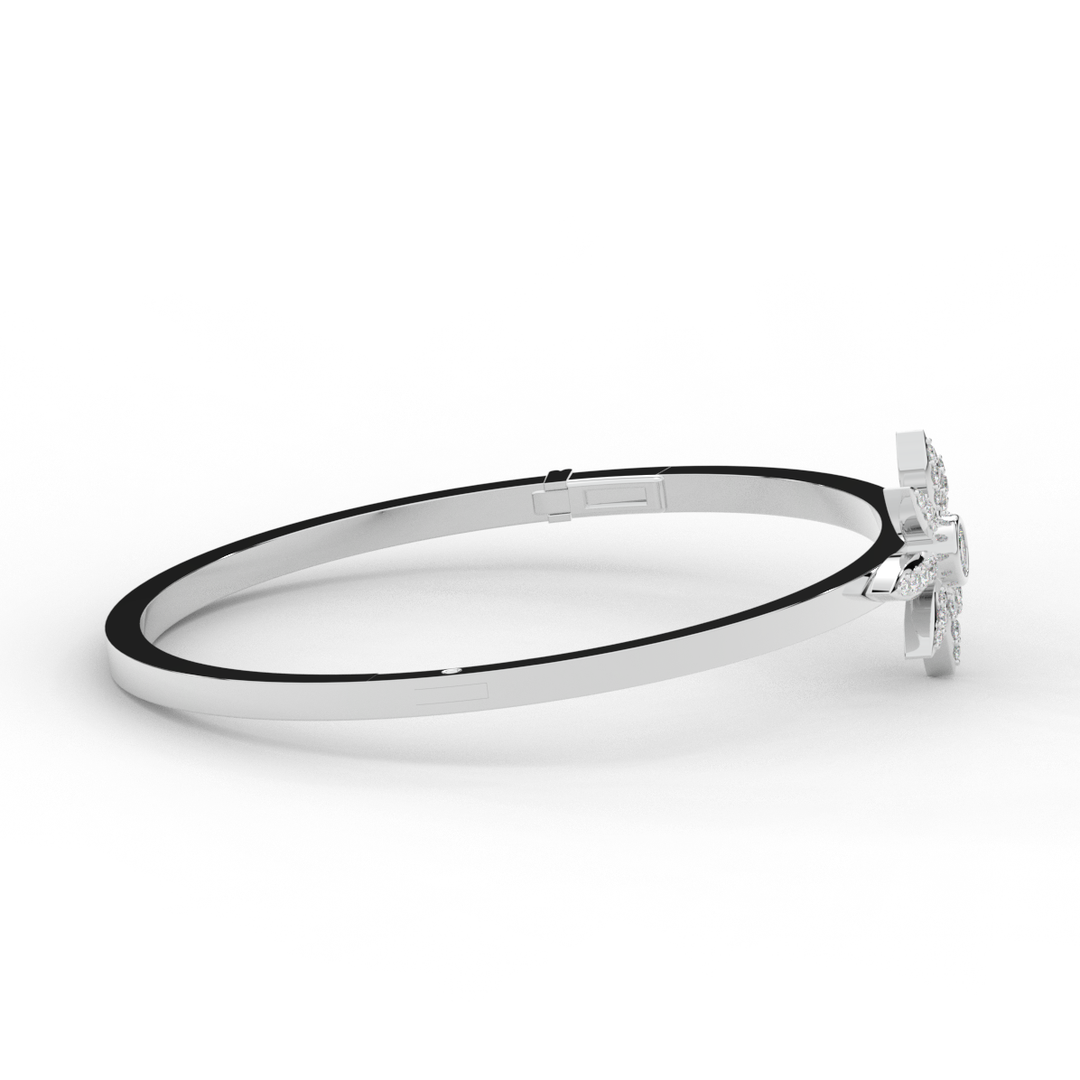 0.40CT.TW ROUND LAB BEZEL AND PRONG SET FLOWER DIAMOND BANGLE - Nazarelle