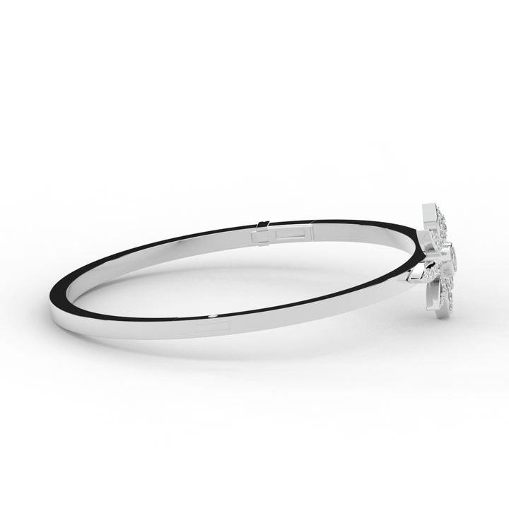 0.40CT.TW ROUND LAB BEZEL AND PRONG SET FLOWER DIAMOND BANGLE - Nazarelle
