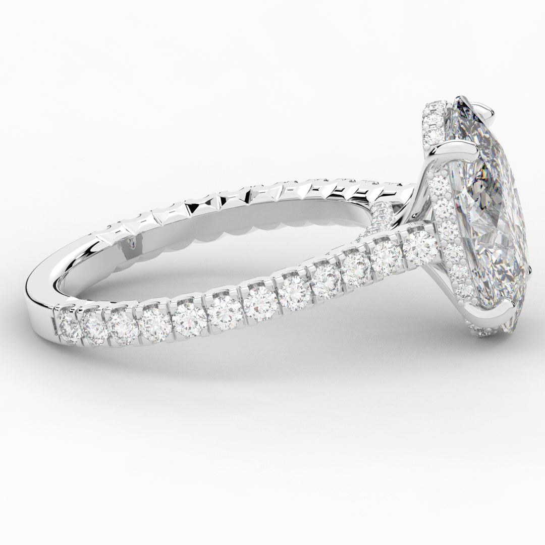 4.70CT.TW OVAL LAB DIAMOND UNDERHALO SOLITAIRE ENGAGEMENT RING - Nazarelle