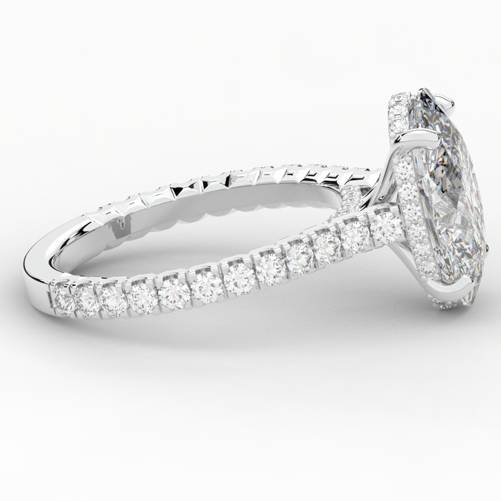 4.70CT.TW OVAL LAB DIAMOND UNDERHALO SOLITAIRE ENGAGEMENT RING - Nazarelle