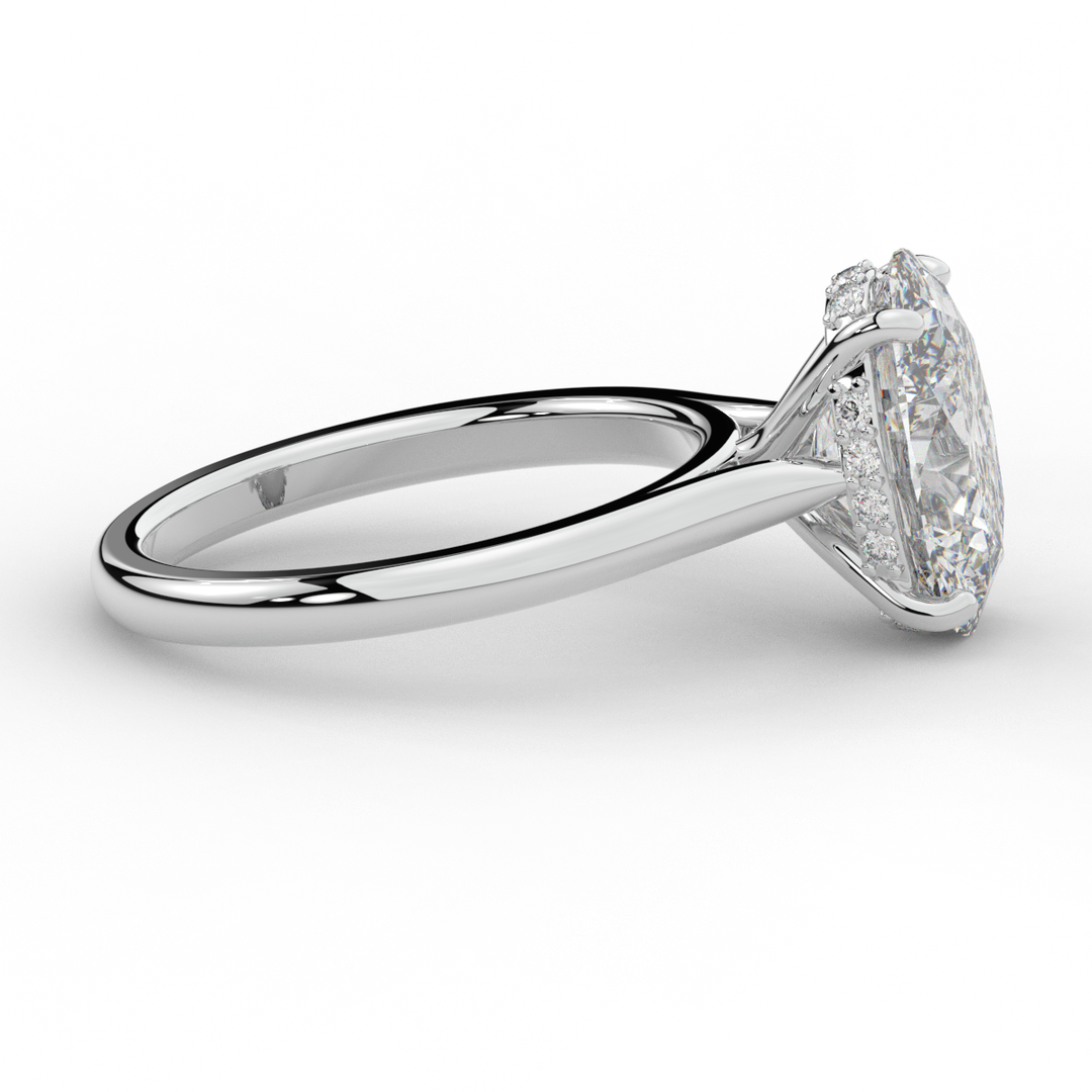 2.05CT.TW OVAL LAB DIAMOND UNDERHALO ENGAGEMENT RING - Nazarelle
