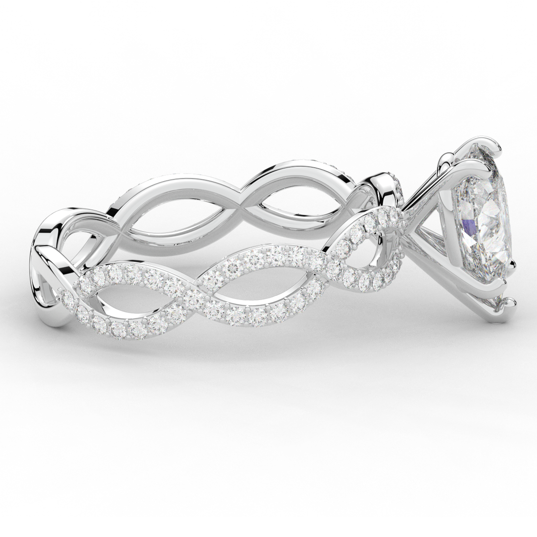 1.30CT.TW PEAR LAB DIAMOND TWIST BAND ENGAGEMENT RING - Nazarelle
