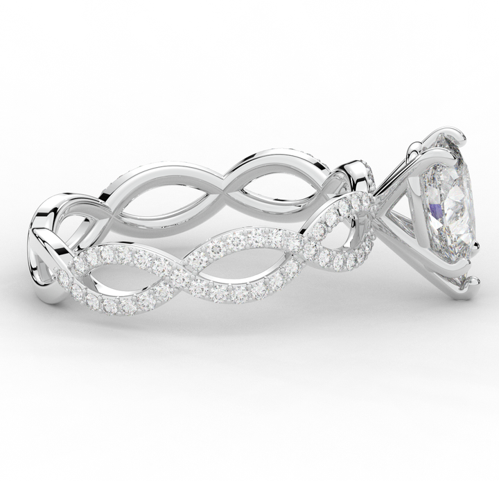 1.30CT.TW PEAR LAB DIAMOND TWIST BAND ENGAGEMENT RING - Nazarelle