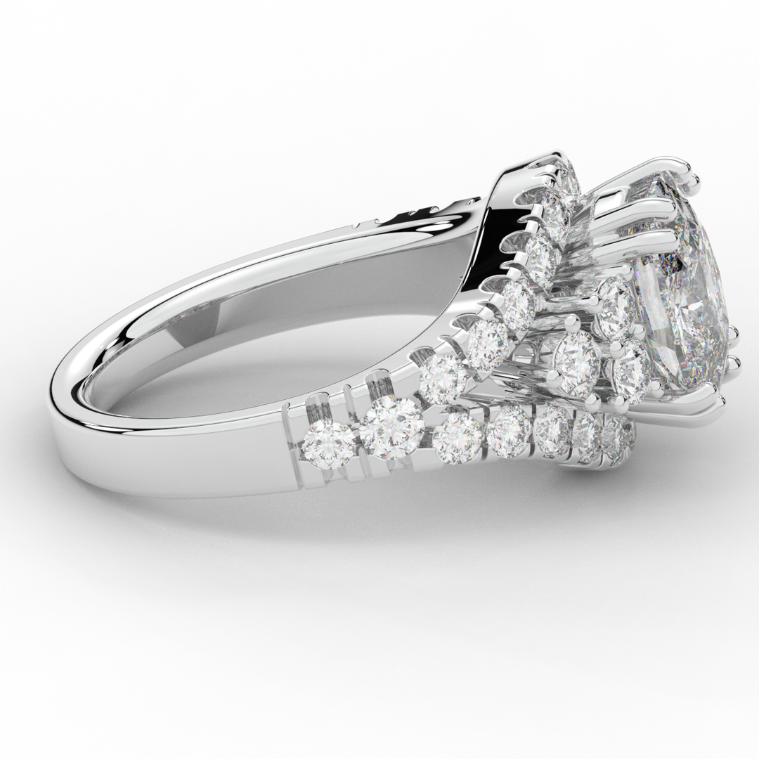 3.10CT.TW CUSHION LAB DIAMOND HALO ENGAGEMENT RING - Nazarelle