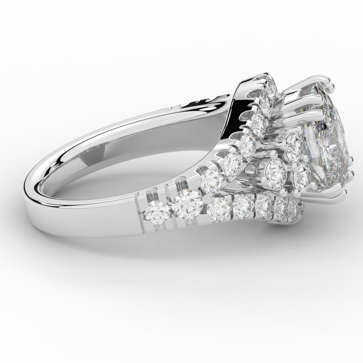 3.10CT.TW CUSHION LAB DIAMOND HALO ENGAGEMENT RING - Nazarelle