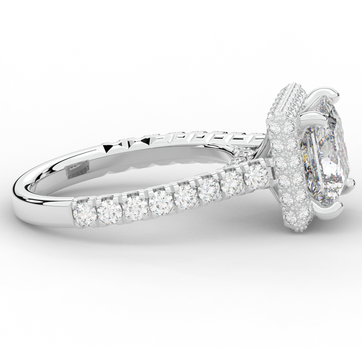 3.90CT.TW PRINCESS LAB DIAMOND HALO ENGAGEMENT RING - Nazarelle
