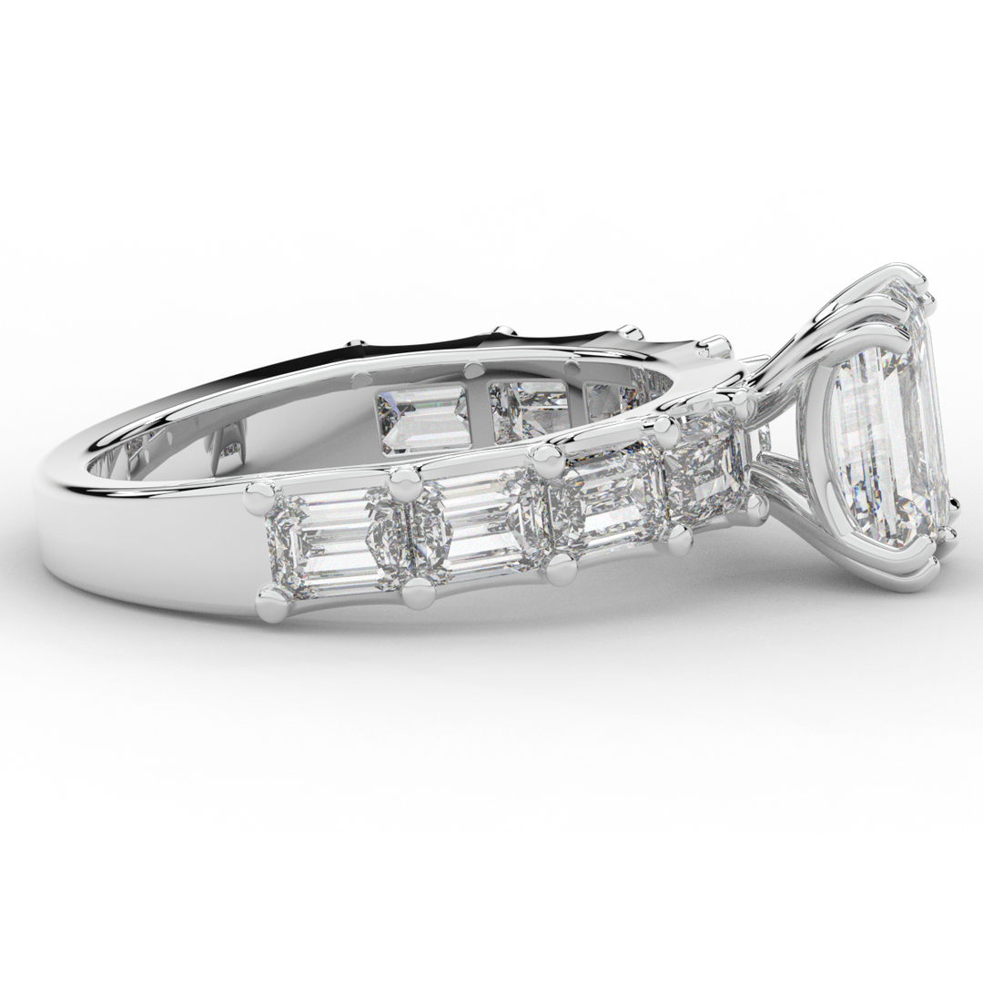 3.75CT.TW EMERALD CUT LAB DIAMOND SOLITAIRE ENGAGEMENT RING