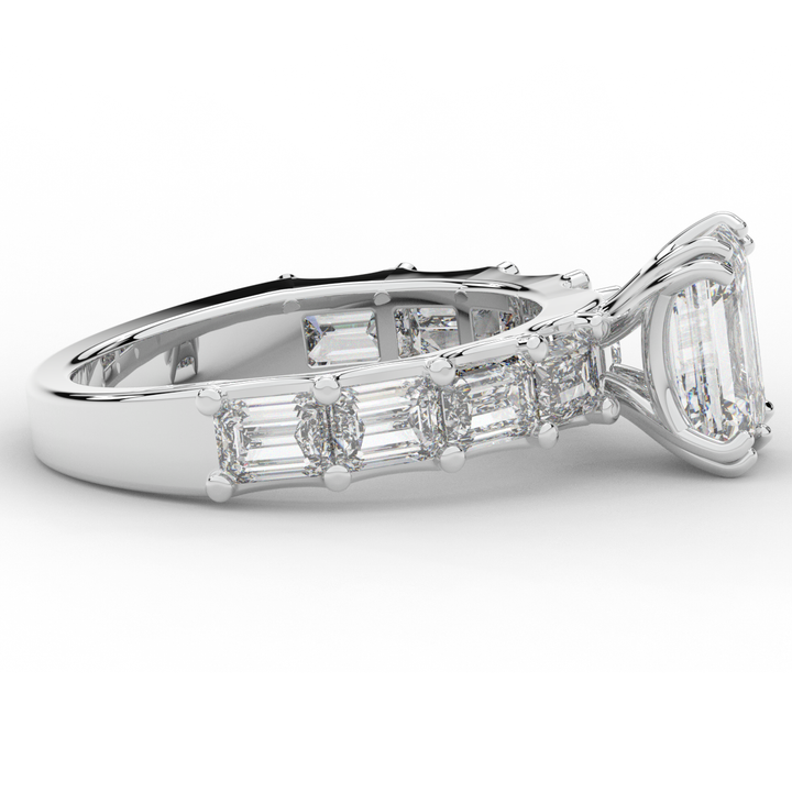 3.75CT.TW EMERALD CUT LAB DIAMOND SOLITAIRE ENGAGEMENT RING