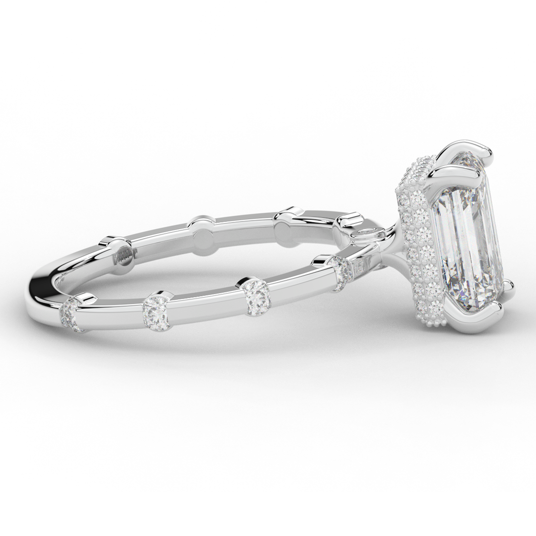 2.60CT.TW RADIANT LAB DIAMOND UNDERHALO SOLITAIRE ENGAGEMENT RING - Nazarelle