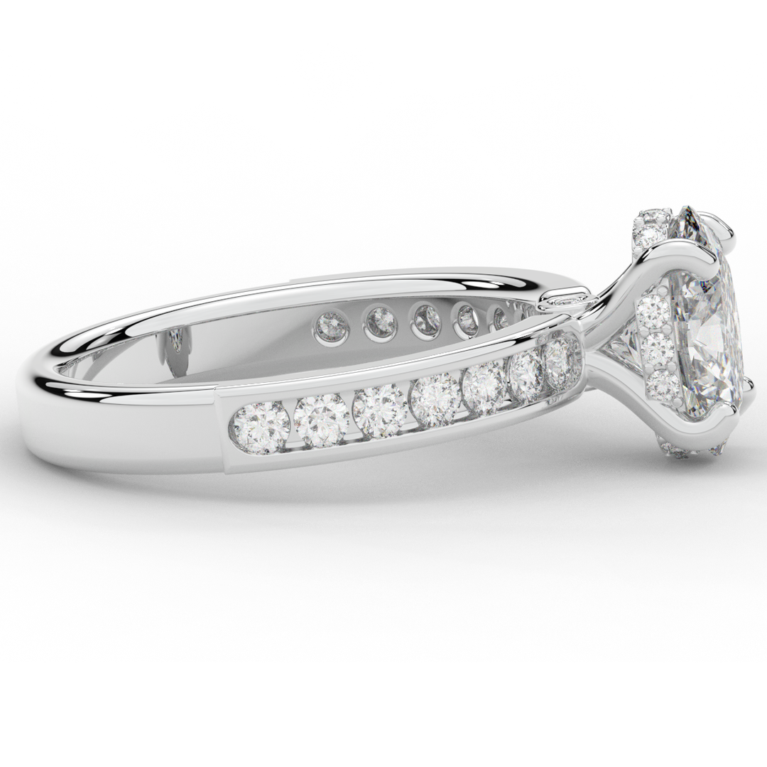 1.95CT.TW OVAL LAB DIAMOND UNDERHALO ENGAGEMENT RING - Nazarelle