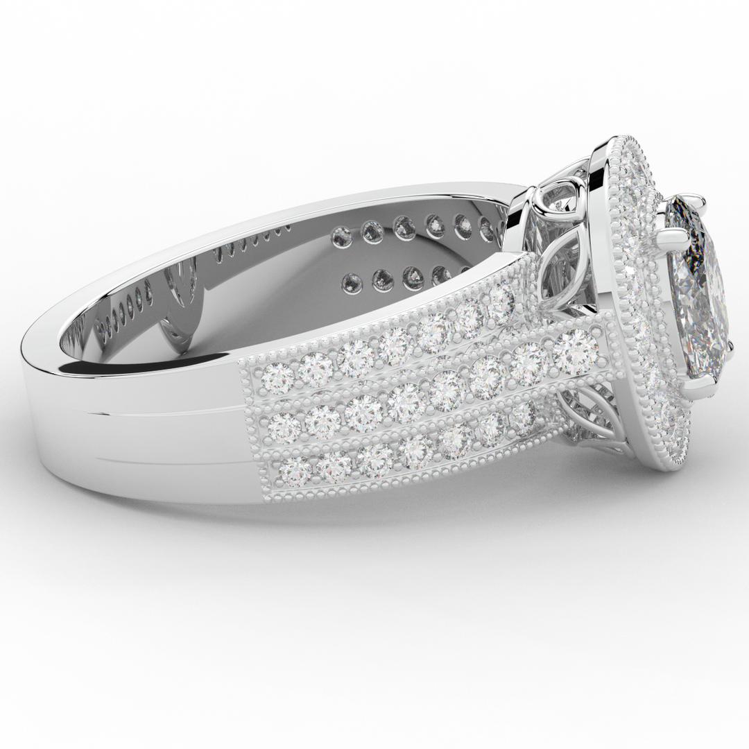 1.80CT.TW OVAL LAB DIAMOND HALO ENGAGEMENT RING - Nazarelle