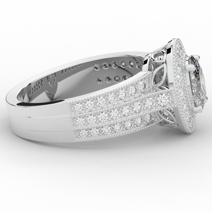1.80CT.TW OVAL LAB DIAMOND HALO ENGAGEMENT RING - Nazarelle
