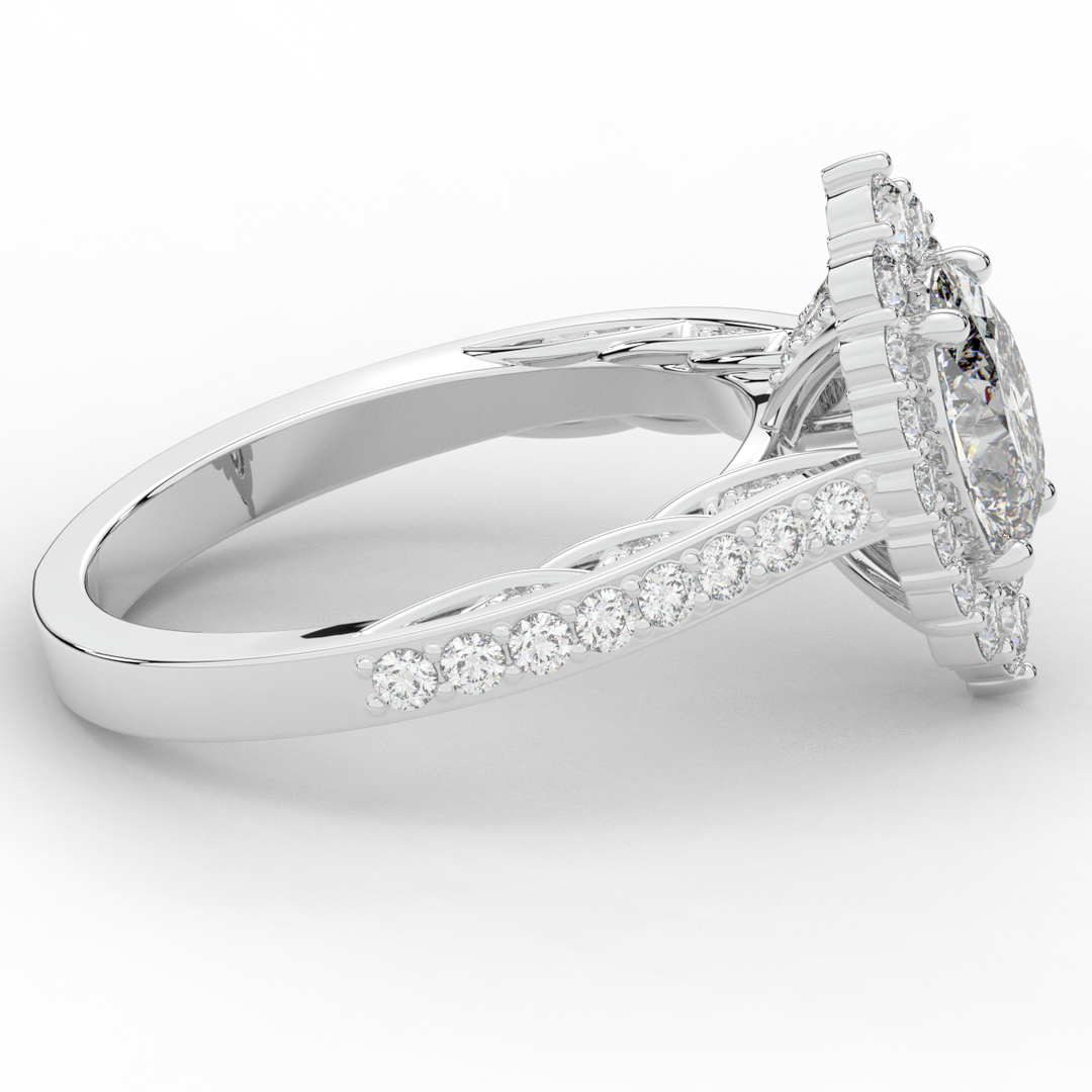 1.75CT.TW OVAL LAB DIAMOND HALO ENGAGEMENT RING - Nazarelle