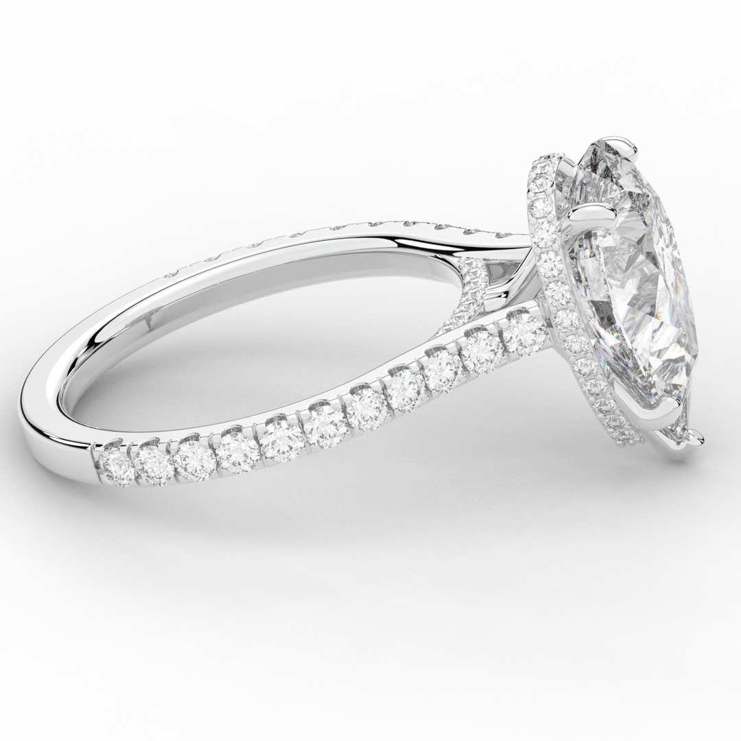 4.60CT.TW PEAR LAB DIAMOND UNDERHALO SOLITAIRE ENGAGEMENT RING - Nazarelle