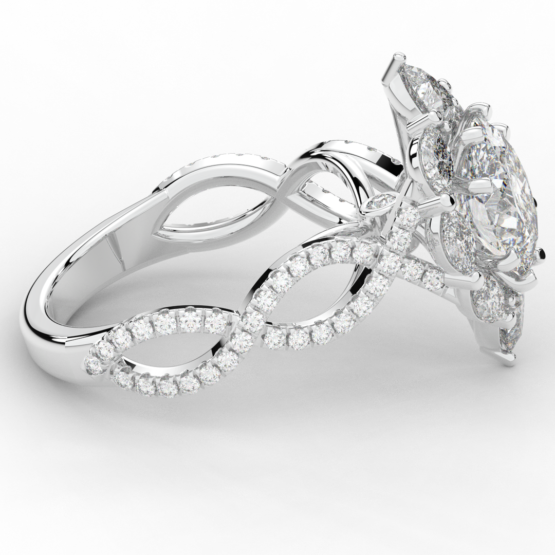 3.00CT.TW OVAL LAB DIAMOND HALO ENGAGEMENT RING - Nazarelle
