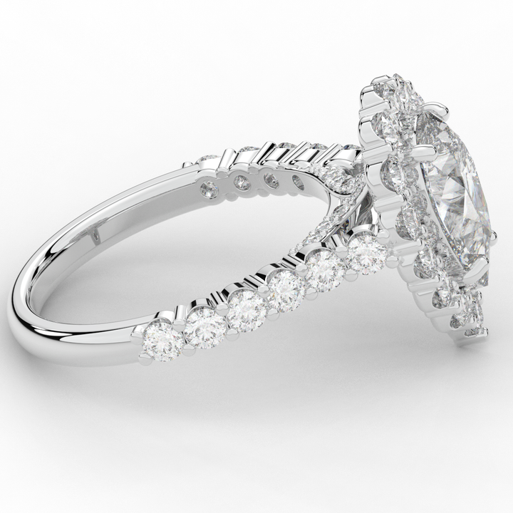 3.10CT.TW PEAR LAB DIAMOND HALO ENGAGEMENT RING - Nazarelle
